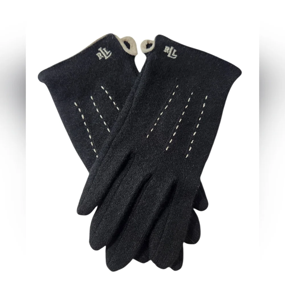 Lauren Ralph Lauren Wool & Cashmere Gloves Black Size Small